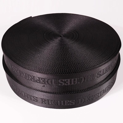 カスタムロゴ 38mm ナイロン肩帯用 黒色の織布 ジャックアードストラップ