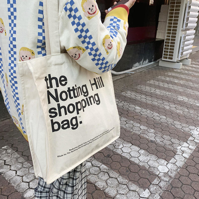 オーダーメイド ロゴ プリント 再利用可能なキャンバス 買い物 内部ポケット付き 綿 トートバッグ