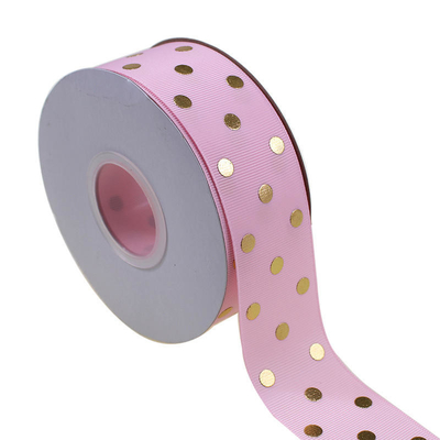 OEM受付 1.5 インチカスタムプリント ゴールドフォイル ポルカドット グロスグライン リボン 38mm ヘアボー/ギフト包装用